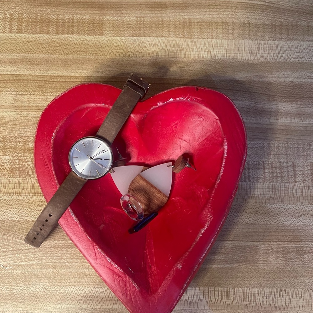 The perfect / imperfect heart! Handmade wood red hart.